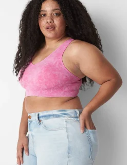 Full Coverage Bras^Lane Bryant Acid Wash Seamless Bralette Strawberry