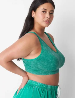 No-Wire Bras And Bralettes^Lane Bryant Acid Wash Seamless Bralette Deep Green