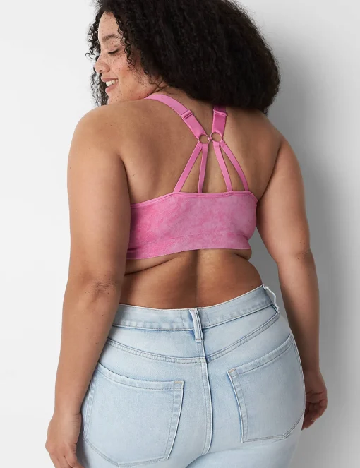 Full Coverage Bras^Lane Bryant Acid Wash Seamless Bralette Strawberry