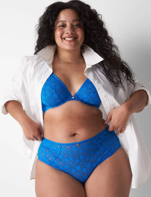 Sexy Panties^Lane Bryant Allover Lace Cheeky Panty Electric Blue
