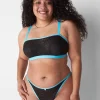 Thong Panties^Lane Bryant Animal Lace Dipped Thong Black