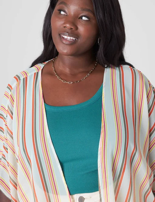 Cardigans^Lane Bryant Basic Chiffon Overpiece 1125308 Kat Stripe