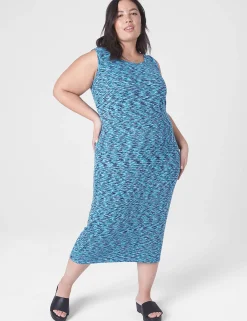 Maxi & Midi^Lane Bryant Bodycon Spacedye Rib Dress Blue Elixir