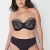 Underwire Bras^Lane Bryant Boost Strapless Bra With Lace Black
