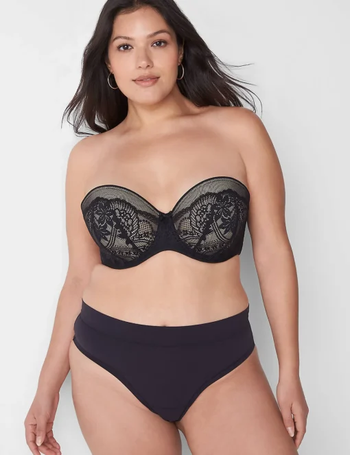 Underwire Bras^Lane Bryant Boost Strapless Bra With Lace Black