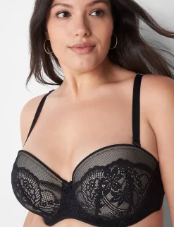 Underwire Bras^Lane Bryant Boost Strapless Bra With Lace Black