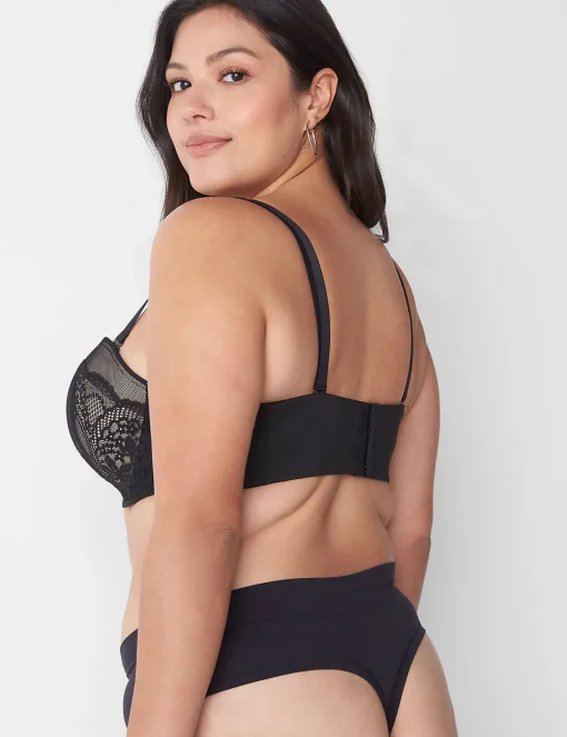 Underwire Bras^Lane Bryant Boost Strapless Bra With Lace Black