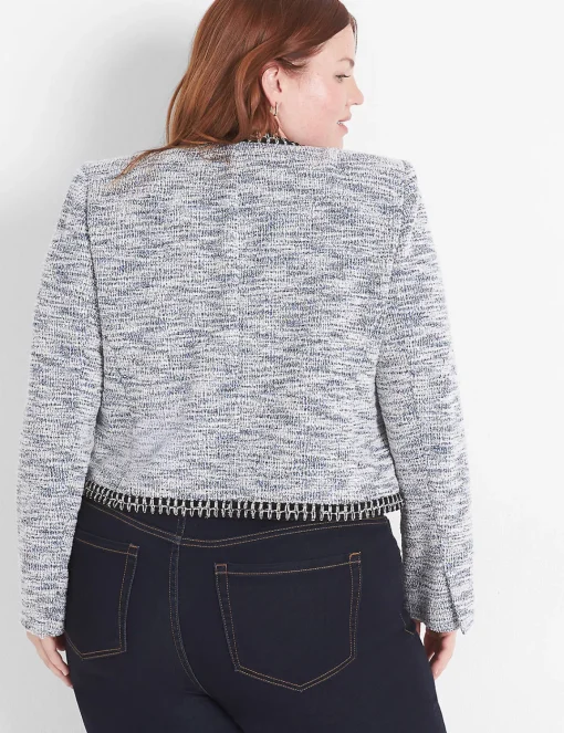 Jackets^Lane Bryant Boucle Knit Crop Jacket Tweed