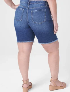 Crops, Capris And Shorts^Lane Bryant Boyfriend Bermuda Jean Short - Raw Hem Medium Denim