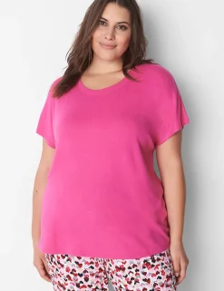 Sleep Separates^Lane Bryant Brushed Jersey Boxy Sleep Tee Pink Yarrow