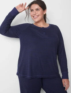 Sleep Separates^Lane Bryant Brushed Jersey Long-Sleeve Top Vixen Stripe