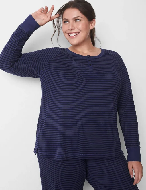 Sleep Separates^Lane Bryant Brushed Jersey Long-Sleeve Top Vixen Stripe