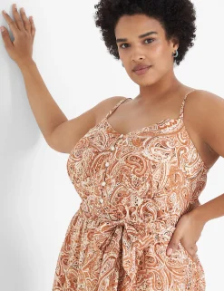 Fit & Flare^Lane Bryant Button-Down Tie-Waist Tiered Dress Windmark Paisley