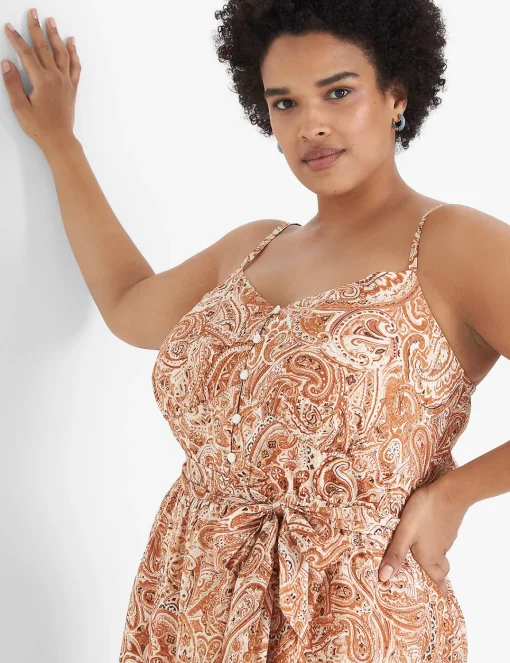 Fit & Flare^Lane Bryant Button-Down Tie-Waist Tiered Dress Windmark Paisley