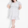 Work Versatile^Lane Bryant Cap Flutter-Sleeve Button-Down Dress Maritime Blue