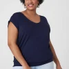 Knit Tops^Lane Bryant Cap-Sleeve Banded-Hem Tee Maritime Blue