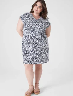 Maxi & Midi^Lane Bryant Cap-Sleeve Belted Midi Dress Ali Floral