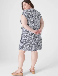 Maxi & Midi^Lane Bryant Cap-Sleeve Belted Midi Dress Ali Floral
