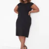 Date Night^Lane Bryant Cap-Sleeve Boatneck Sheathdress Black