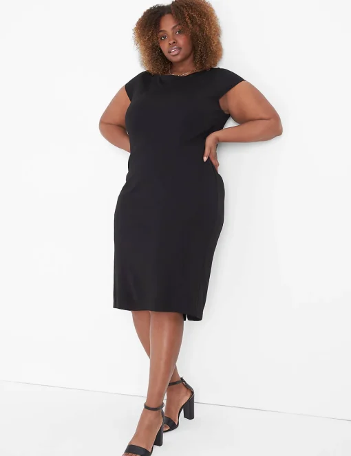 Date Night^Lane Bryant Cap-Sleeve Boatneck Sheathdress Black