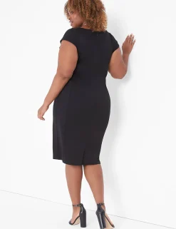 Maxi & Midi^Lane Bryant Cap-Sleeve Boatneck Sheathdress Black