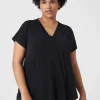 Knit Tops^Lane Bryant Cap-Sleeve Pleat-Front Top Black