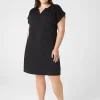 Casual^Lane Bryant Cap-Sleeve Shirred-Shoulder Swing Dress Black