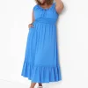Maxi & Midi^Lane Bryant Cap-Sleeve Smocked-Waist Midi Dress Sky