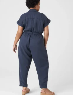 Jumpsuits & Rompers^Lane Bryant Cap-Sleeve Utility Cord Jumpsuit Blue Nights