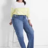 Knit Tops^Lane Bryant Classic Boatneck Sailor Tee Yellow Stripe
