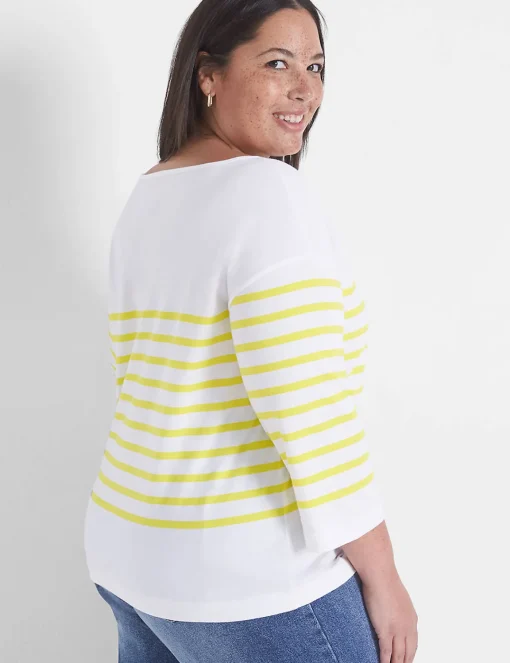 Knit Tops^Lane Bryant Classic Boatneck Sailor Tee Yellow Stripe