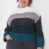 Sweaters^Lane Bryant Classic Bracelet-Sleeve Turtleneck Stripe Sweater Multi Stripe