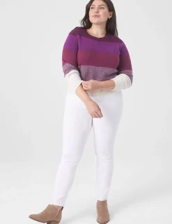Sweaters^Lane Bryant Classic Crew-Neck Striped Pullover Sweater Berry