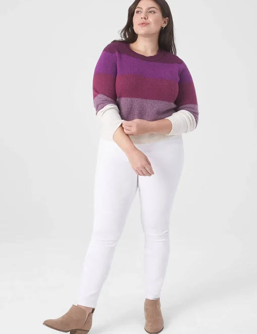 Sweaters^Lane Bryant Classic Crew-Neck Striped Pullover Sweater Berry