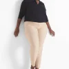 Knit Tops^Lane Bryant Classic Crop V-Neck Polo Rib Tee Black