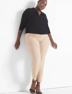Knit Tops^Lane Bryant Classic Crop V-Neck Polo Rib Tee Black