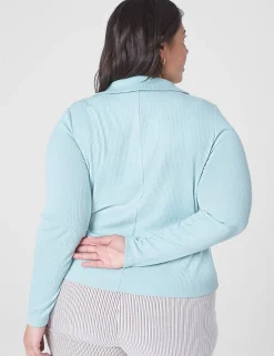 Knit Tops^Lane Bryant Classic Crop V-Neck Polo Rib Tee Aquifer