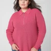 Sweaters^Lane Bryant Classic Half-Zip Ribbed Pullover Very Berry