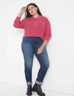 Sweaters^Lane Bryant Classic Half-Zip Ribbed Pullover Very Berry