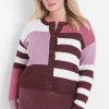 Sweaters^Lane Bryant Classic Long-Sleeve Button-Front Cardigan Maroon Colorblock
