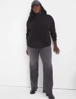 Sweaters^Lane Bryant Classic Long-Sleeve Cowl-Neck Textured Pullover Black