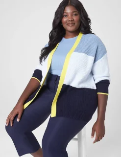 Sweaters^Lane Bryant Classic Open-Front Stripe Cardigan Multi Blue