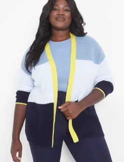 Cardigans^Lane Bryant Classic Open-Front Stripe Cardigan Multi Blue