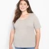 Knit Tops^Lane Bryant Classic Perfect Sleeve Scoop-Neck Tee Light Grey