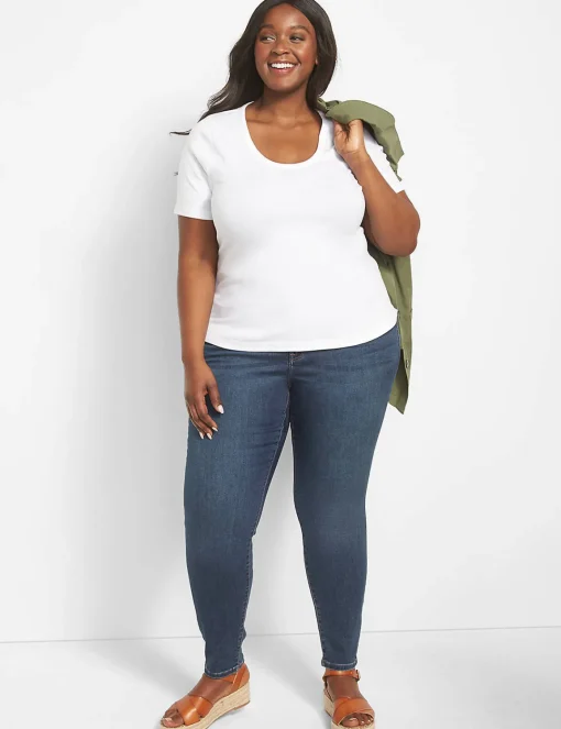 Knit Tops^Lane Bryant Classic Perfect Sleeve Scoop-Neck Tee White
