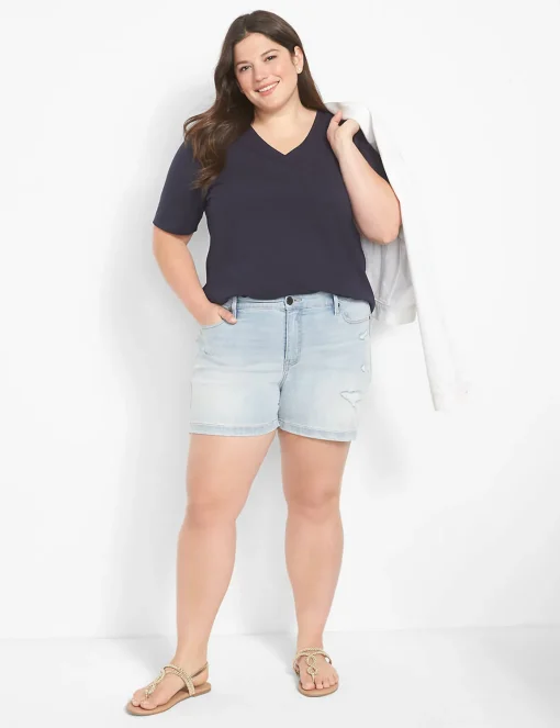Knit Tops^Lane Bryant Classic Perfect Sleeve V-Neck Tee Night Sky
