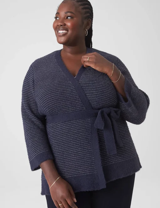 Sweaters^Lane Bryant Classic 3/4-Sleeve Belted Cardigan Night Sky