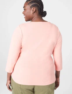 Knit Tops^Lane Bryant Classic 3/4-Sleeve Scoop-Neck Tee Blooming Dahlia