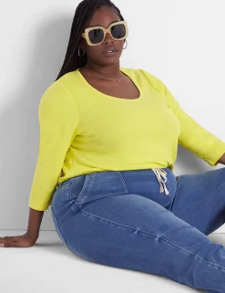 Knit Tops^Lane Bryant Classic 3/4-Sleeve Scoop-Neck Tee Meadowlark