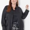 Shirts & Blouses^Lane Bryant Collar Button-Down Satin Shirt Black